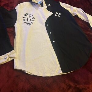 Vintage Women’s cowboy top canyon cowboy blk n white button sz small